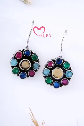 Multi Color Gemstone Glimmer Hook Earrings