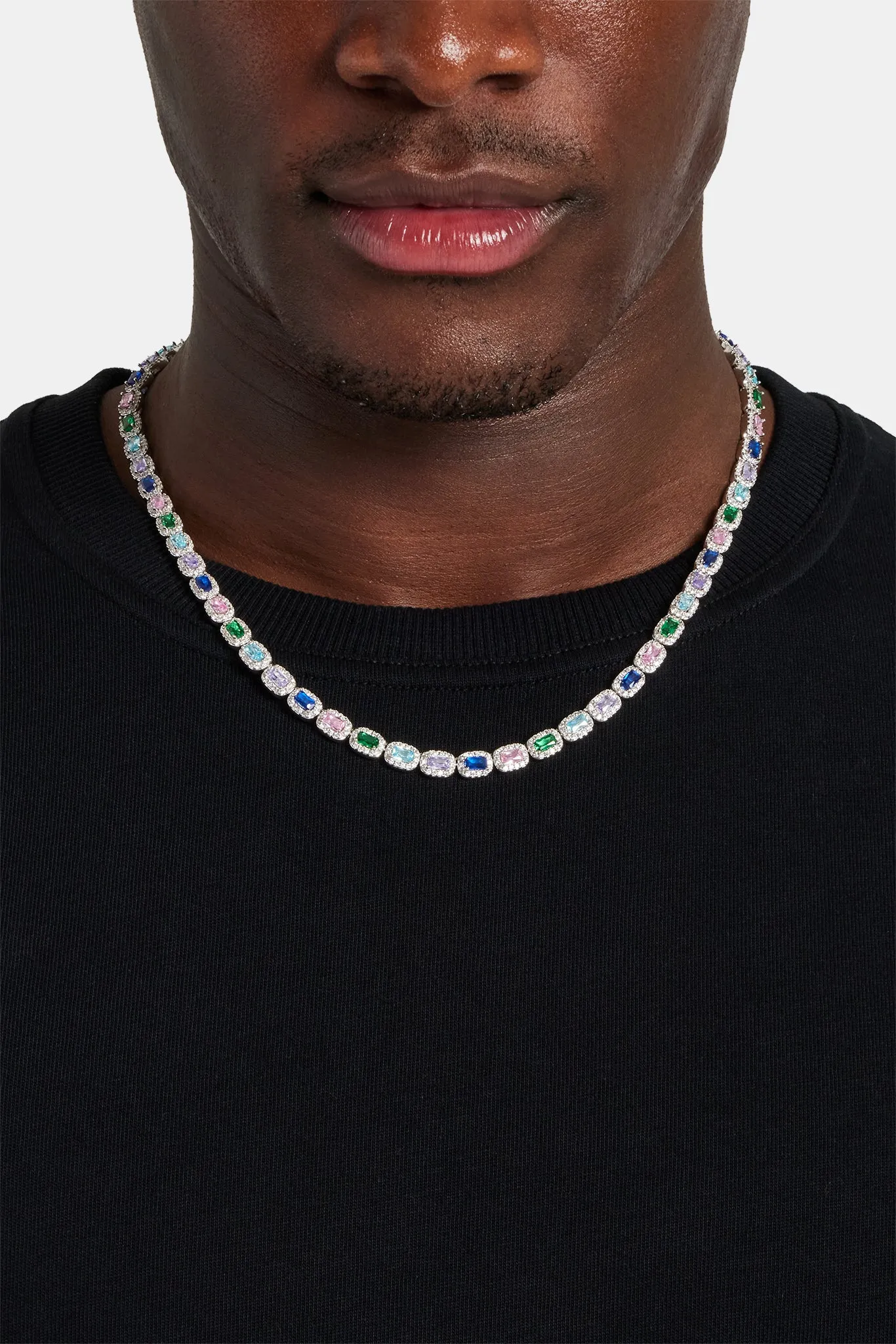 Multi Colour Iced Bezel Chain