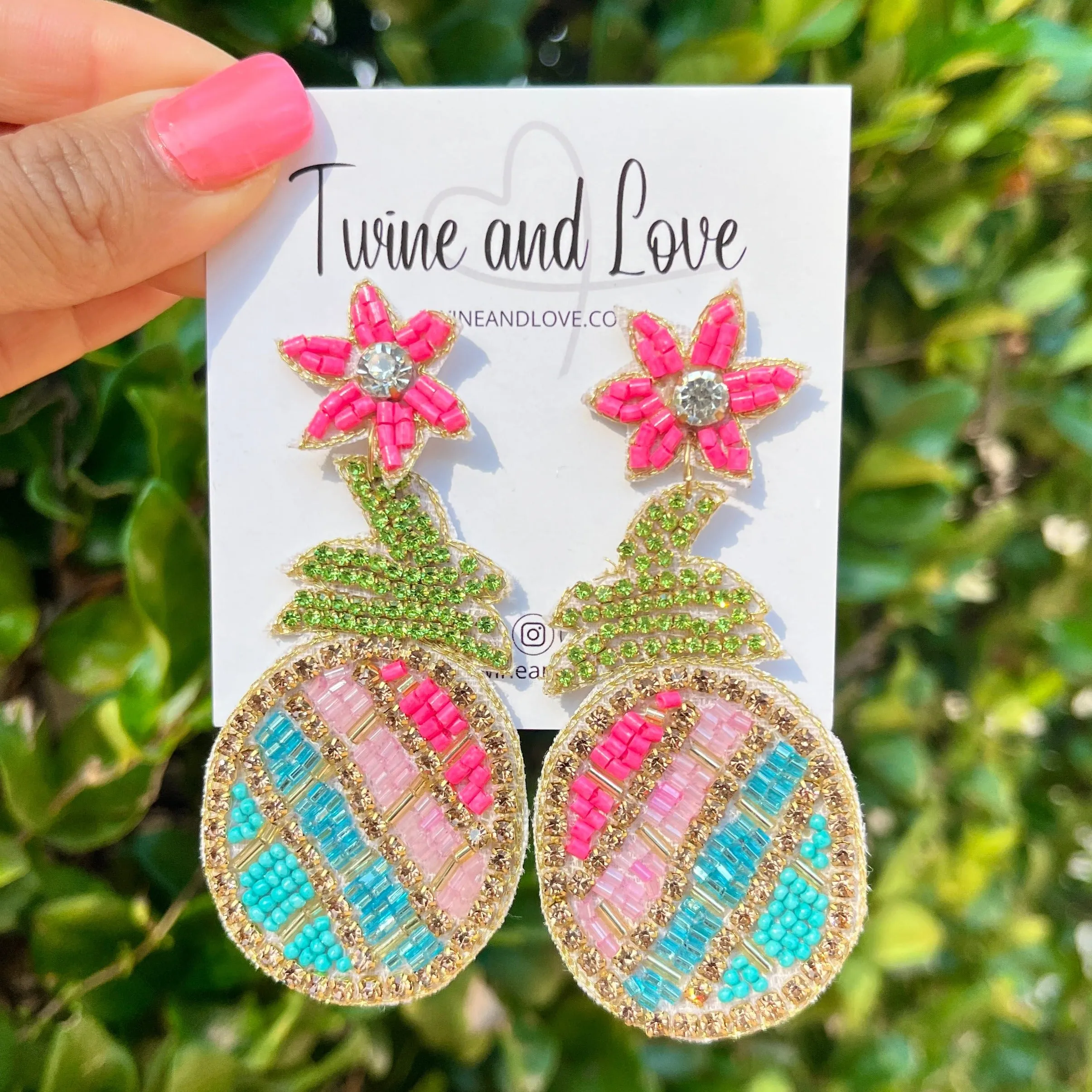 Multicolor Pineapple Beaded Earrings