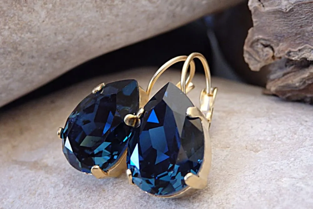 Navy Blue Drop Earrings