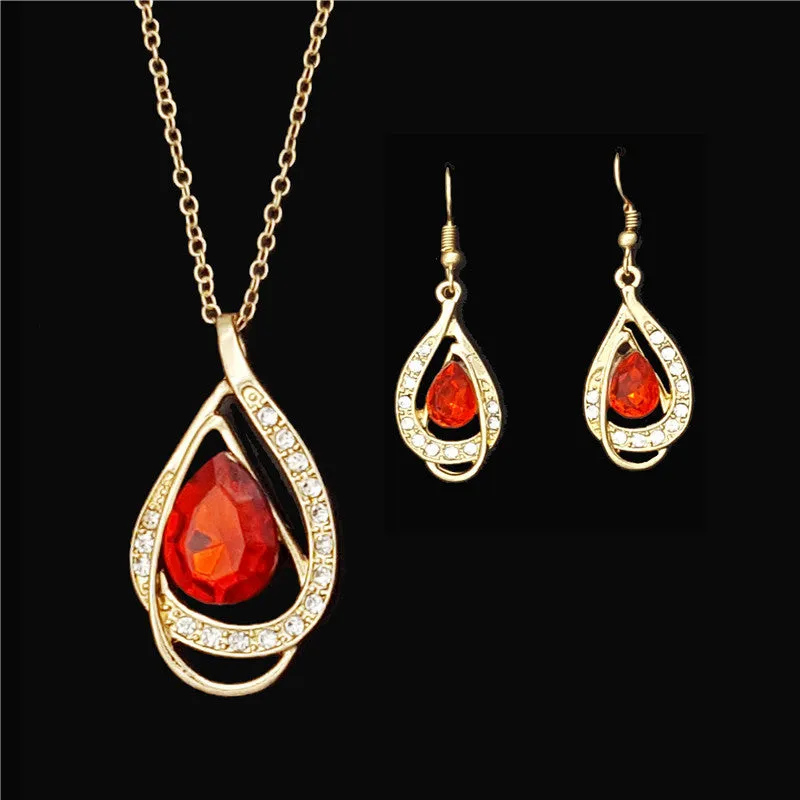 New Arrival African Costume Jewelry Sets Gold Plated Fashion Wedding Women Bridal Accessories Crystal Earring Necklace Set