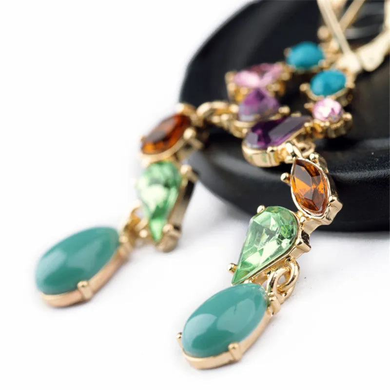 New Fashion Jewelry Alloy Multicolor Long Drop Earrings for Women