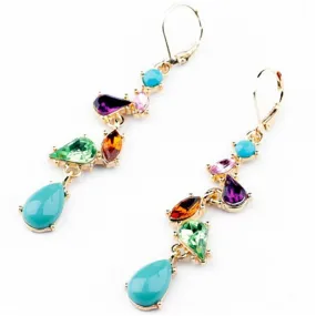 New Fashion Jewelry Alloy Multicolor Long Drop Earrings for Women