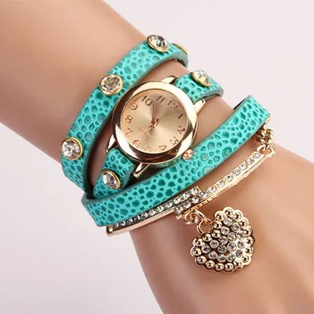 New Fashion Women Dress Watches Leather Strap Wristwatches Ladies Quartz Long Chain Luxury Heart Top Brand Casual