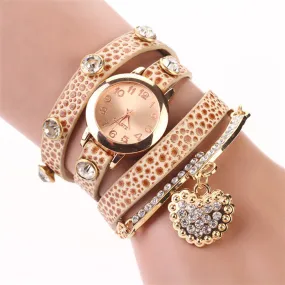 New Fashion Women Dress Watches Leather Strap Wristwatches Ladies Quartz Long Chain Luxury Heart Top Brand Casual