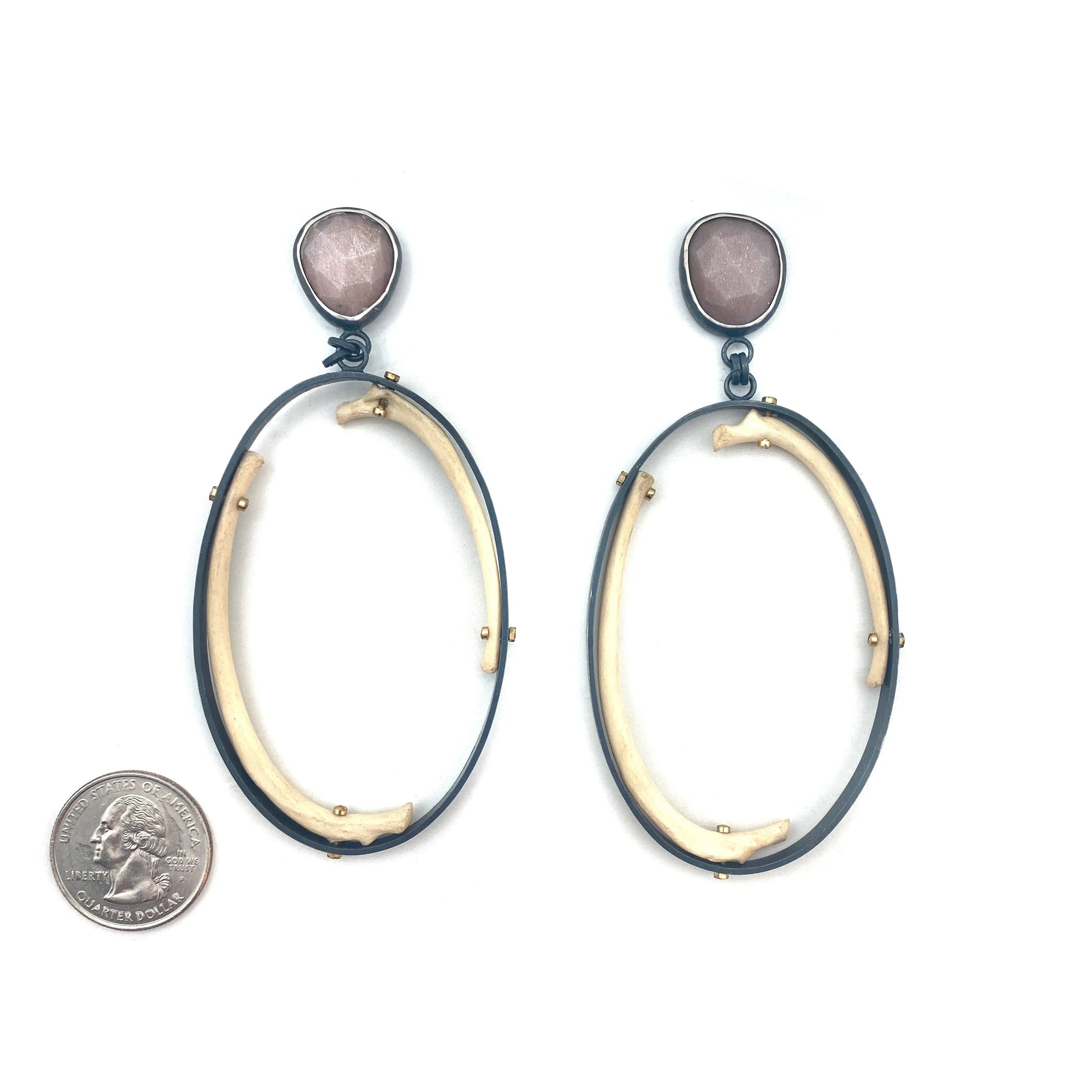 Of Mineral and Marrow Earrings - Peach Moonstone