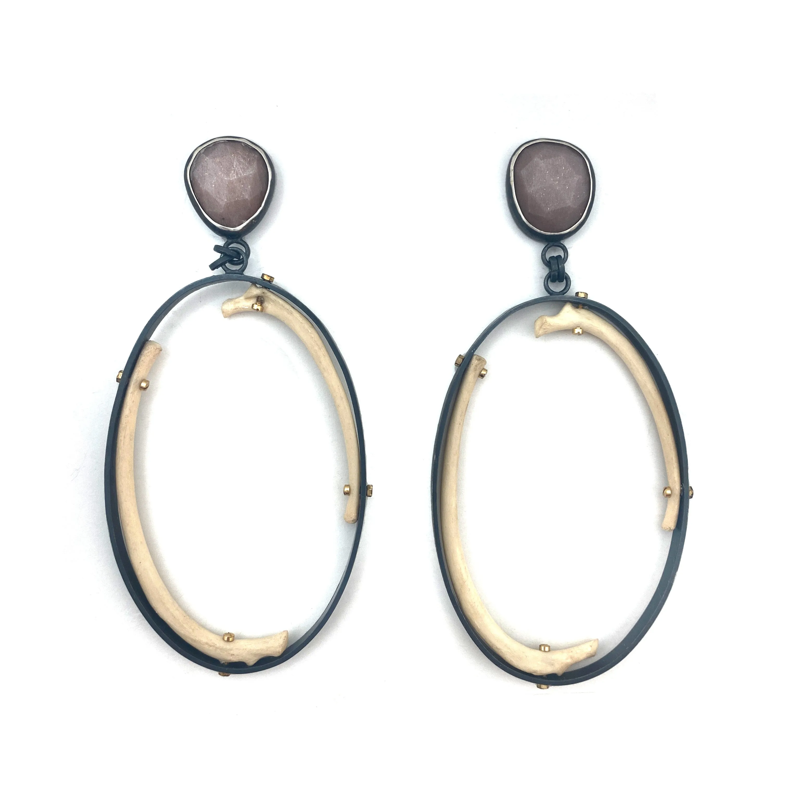 Of Mineral and Marrow Earrings - Peach Moonstone