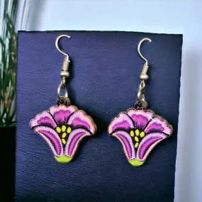 OLDTRIBES™ Painted Purple Flower Wood Earrings