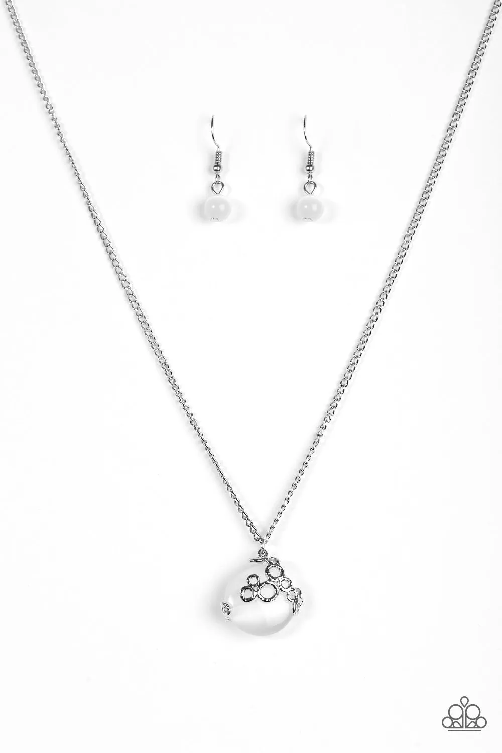 Open Door Jewelry - Bubbles Over - White Necklace - Paparazzi Accessories