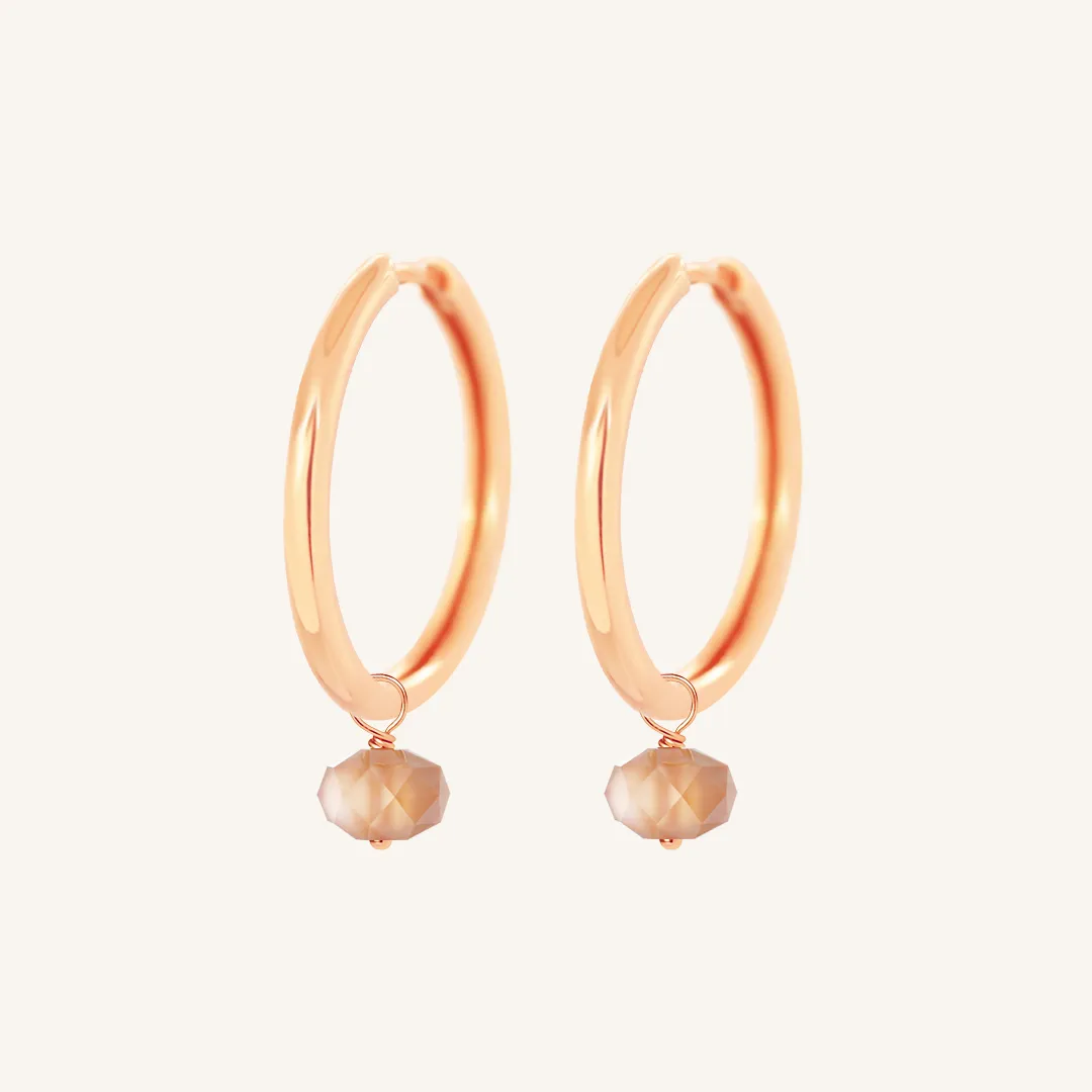 Opulent Orange Moonstone Plain Hoops - Stone of Hope