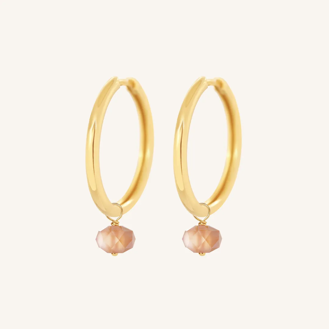 Opulent Orange Moonstone Plain Hoops - Stone of Hope