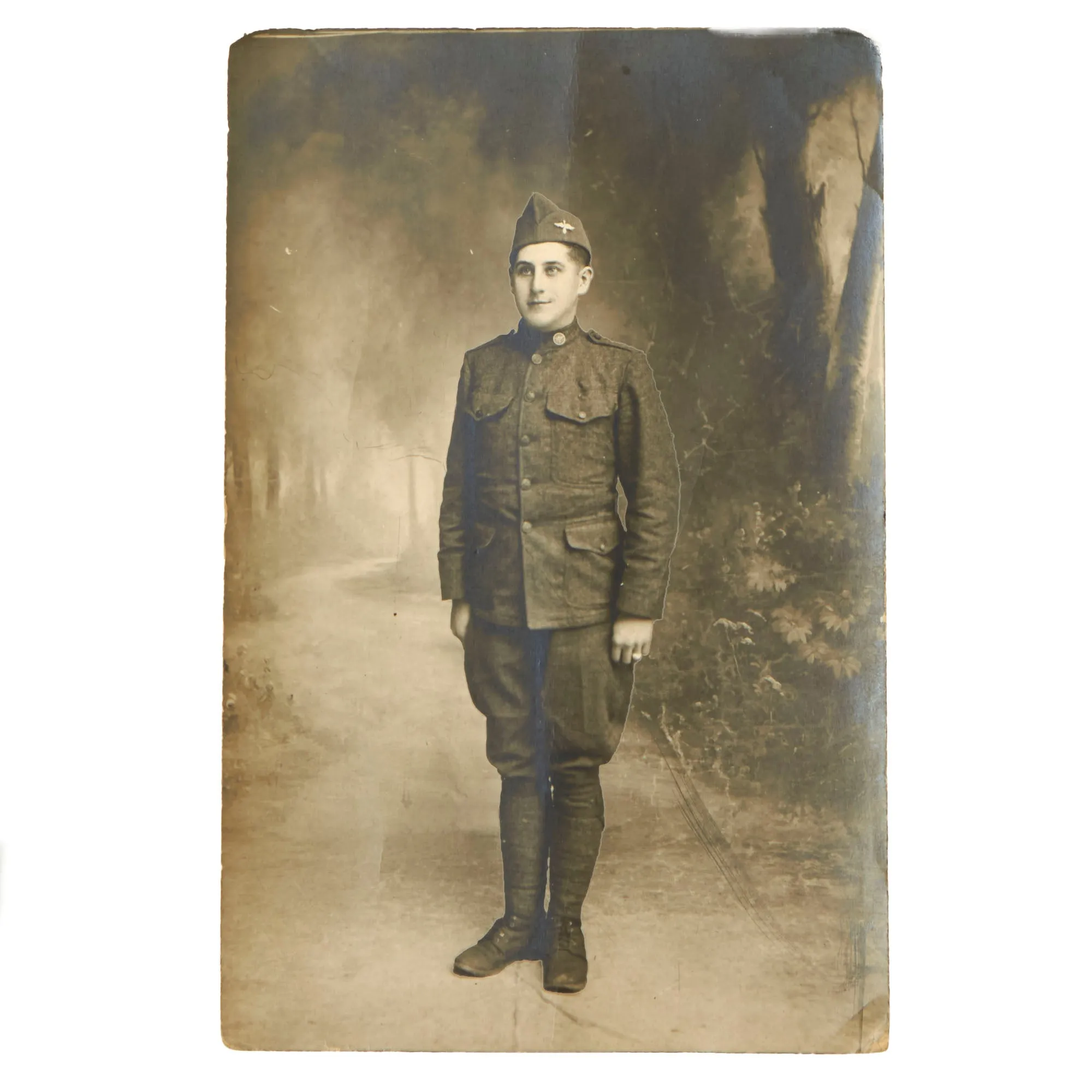 Original U.S. WWI Waltham Model 1907 “Trench Watch” Dated 1916 With Original Shrapnel Cage, Strap, Air Service Trench Art Cap Device and Period Photo