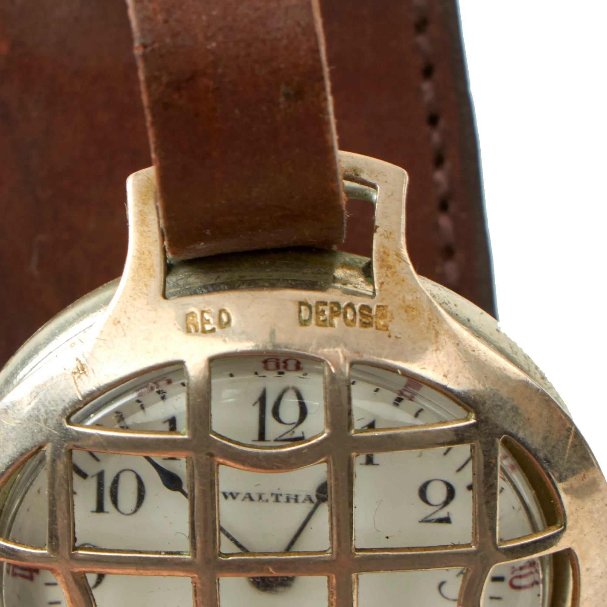 Original U.S. WWI Waltham Model 1907 “Trench Watch” Dated 1916 With Original Shrapnel Cage, Strap, Air Service Trench Art Cap Device and Period Photo