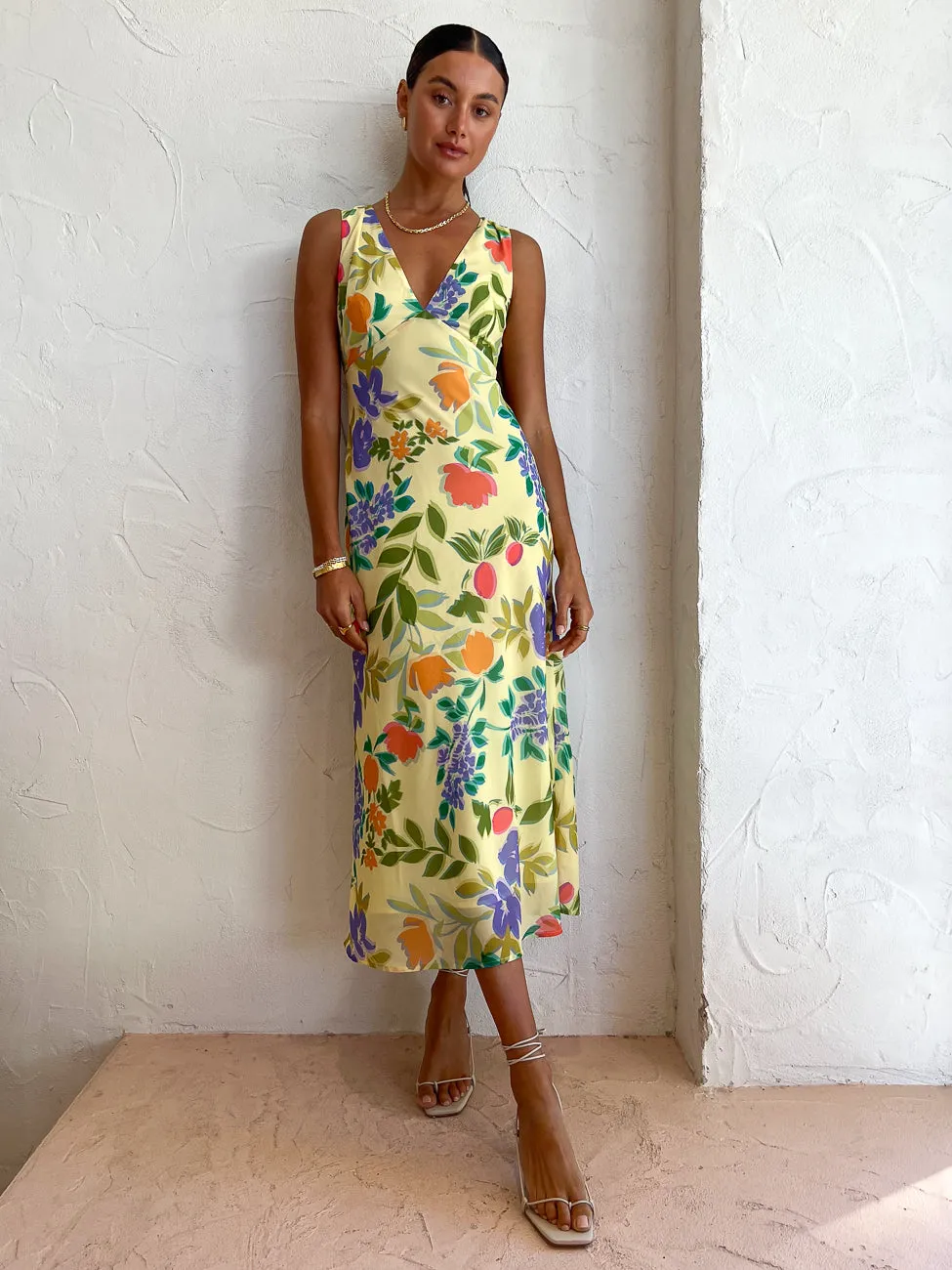 Ownley Tulip Dress in Lemon Floral