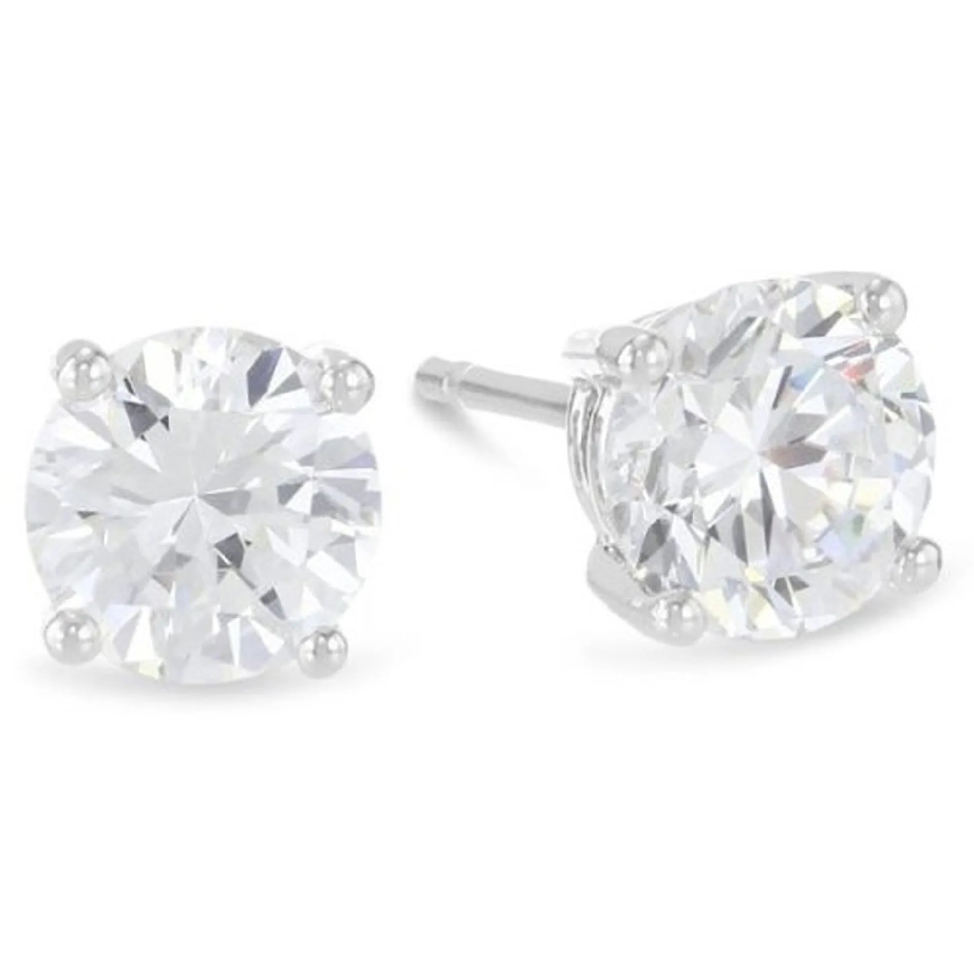 Paris Jewelry 14K White Gold 1 Carat Round Created Diamond Solitaire Stud Earrings