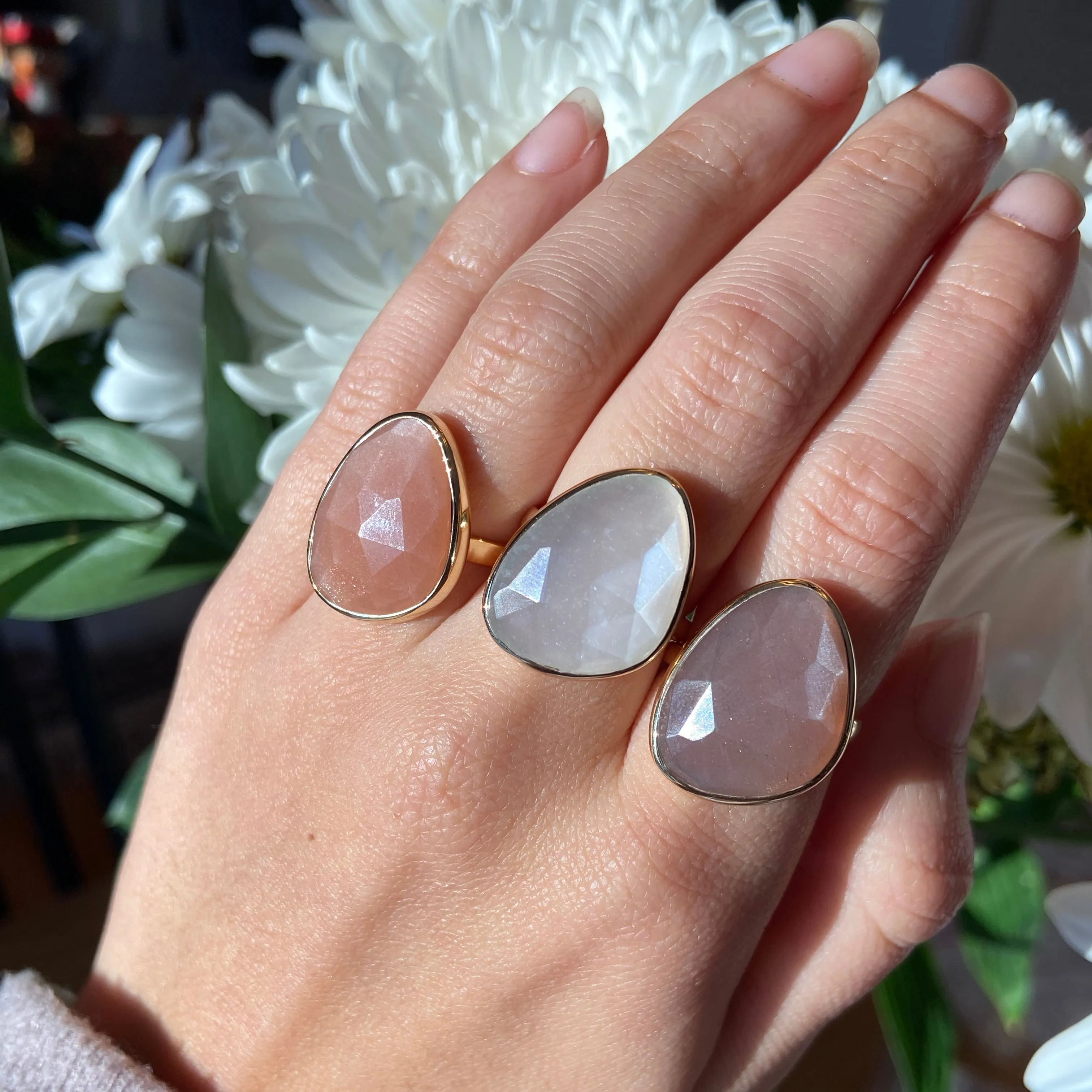 Peach Moonstone Large Gemstone Ring