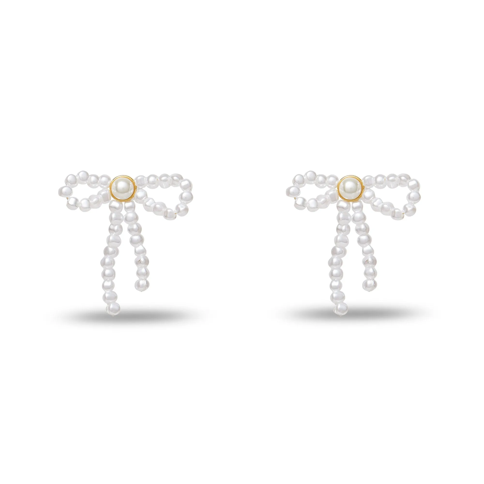 PEARL BOW STUD EARRINGS