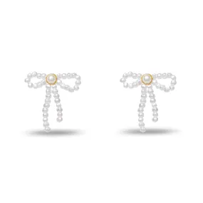 PEARL BOW STUD EARRINGS