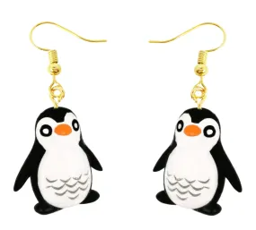 Penguin Earrings | Animal Jewelry Penguin Earrings | Penguin Wire Drop Earrings