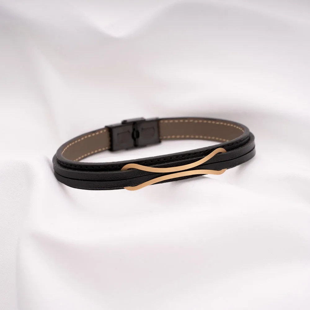 Peroz Nerva Leather Bracelet - 18K Gold Stud