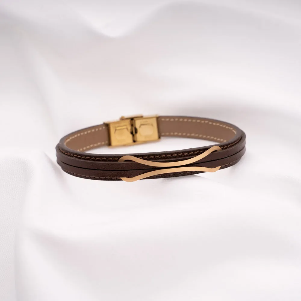 Peroz Nerva Leather Bracelet - 18K Gold Stud