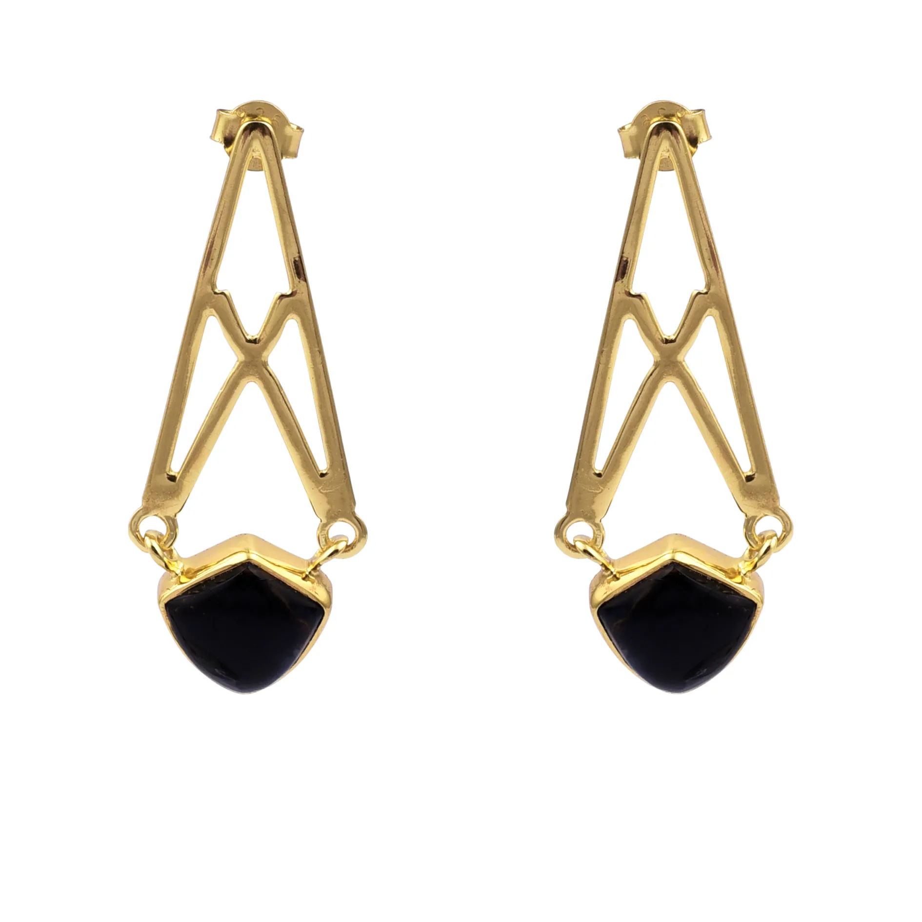 Petersite Gold Crossed Earrings