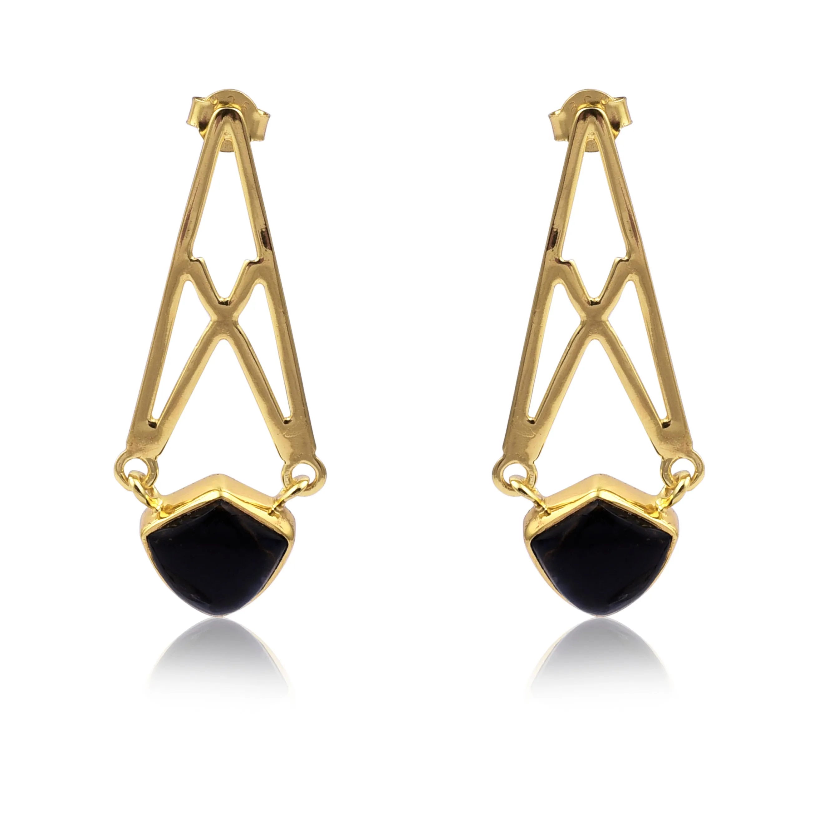 Petersite Gold Crossed Earrings