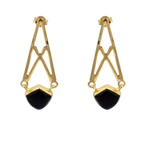 Petersite Gold Crossed Earrings