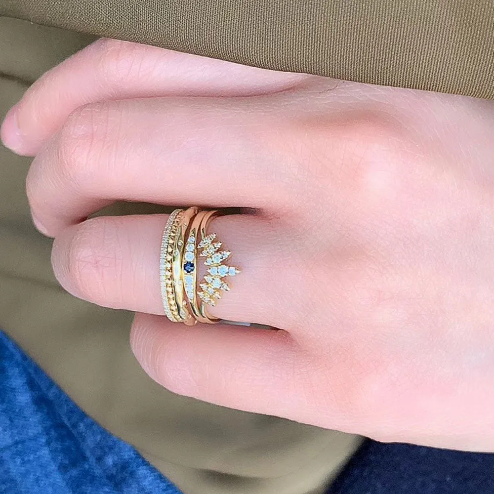 Petite Vintage Style Blue Sapphire and Diamond Ring