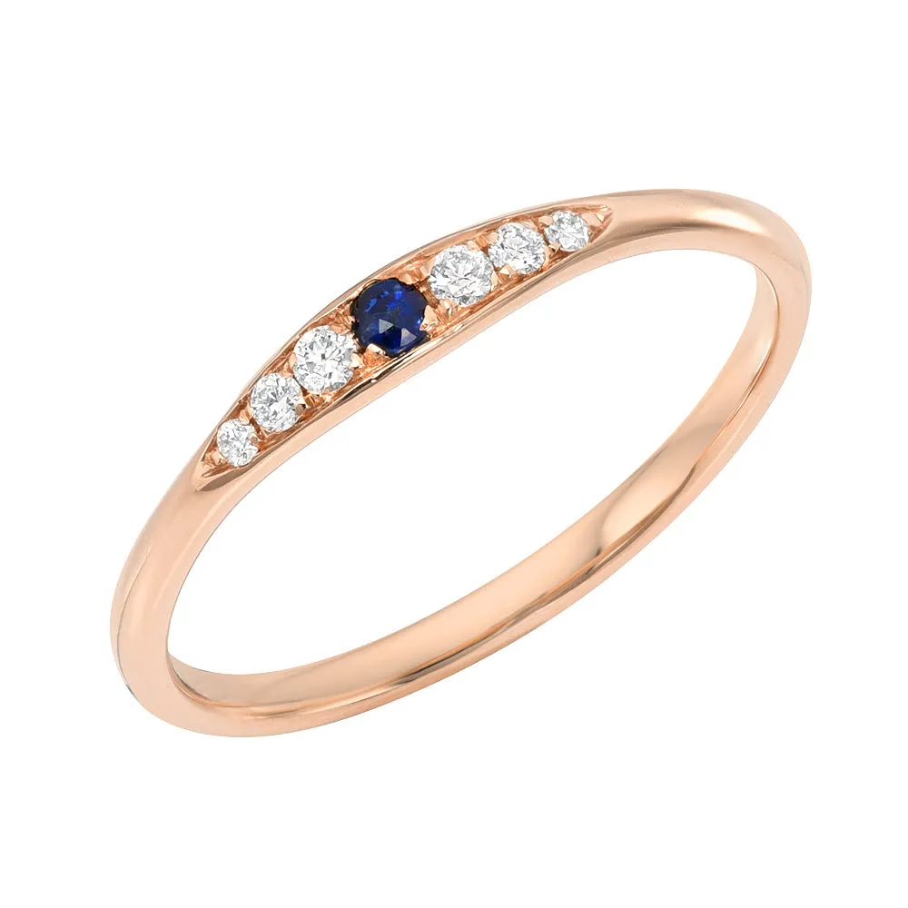 Petite Vintage Style Blue Sapphire and Diamond Ring