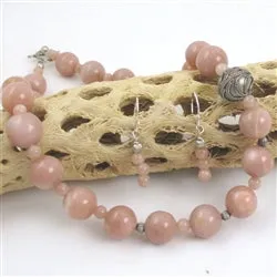 PInk Moonstone Necklace & Earrings Heirloom-quality