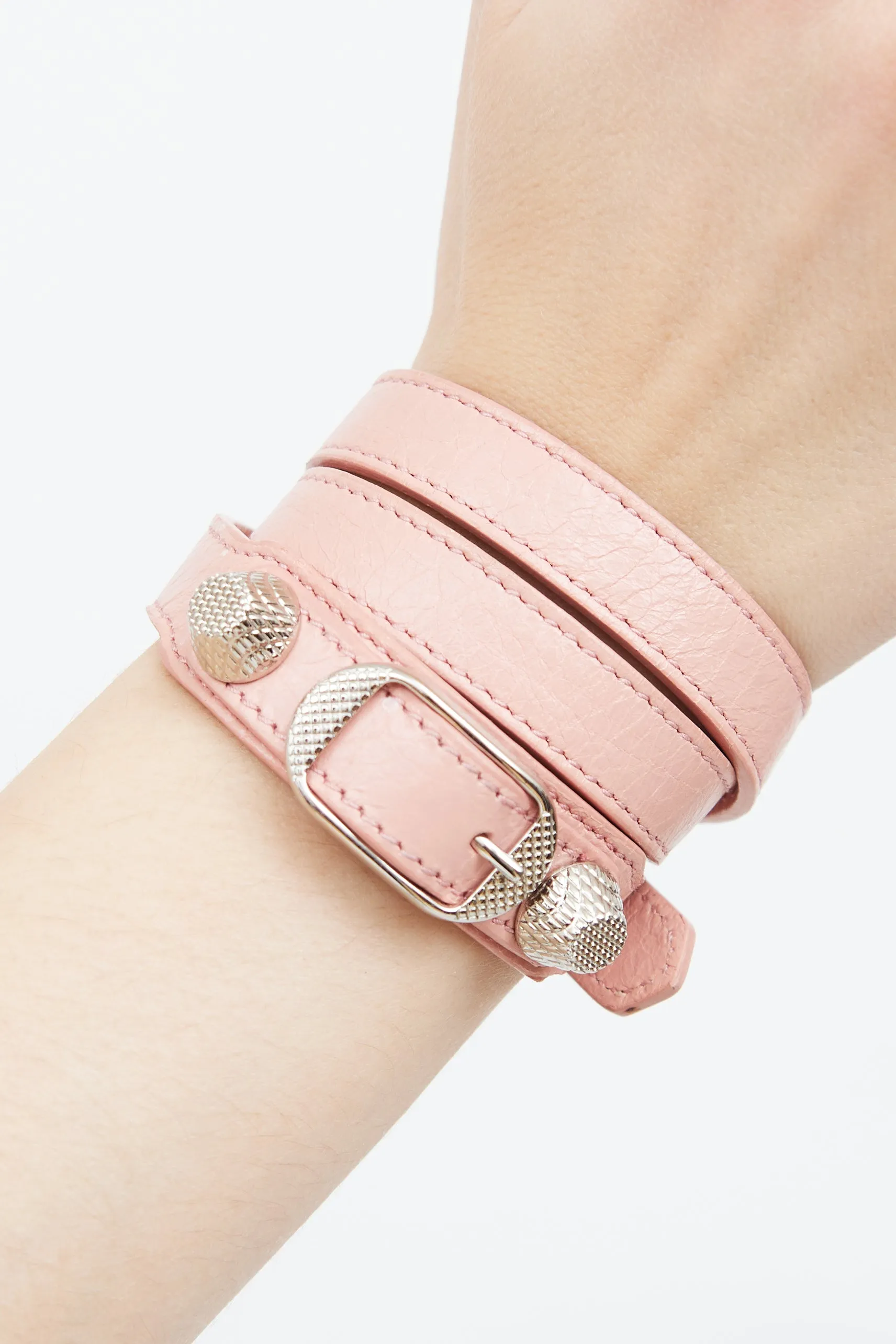 Pink Moto Leather Wrap Bracelet