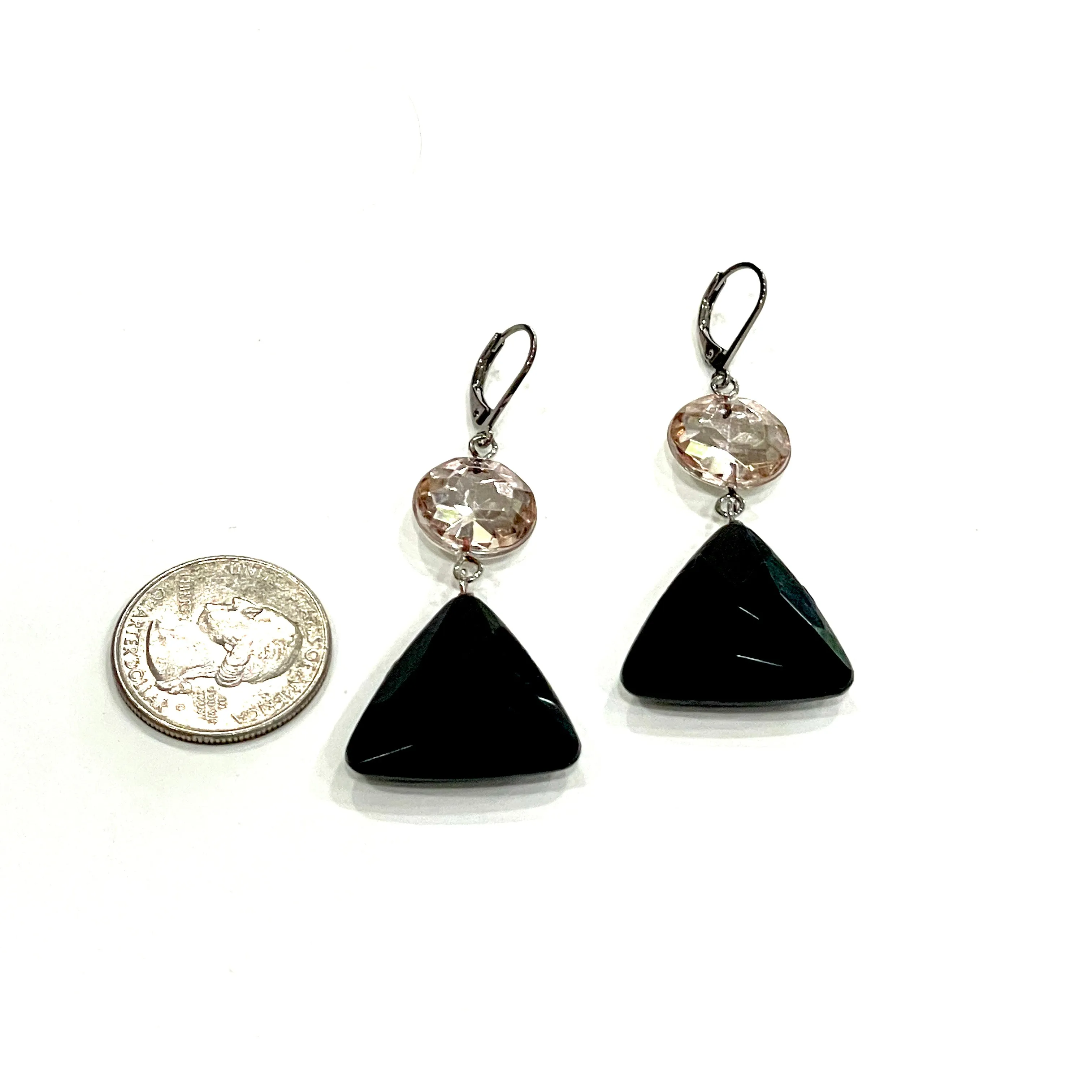 Pink Shine & Black Facet Trinket Earrings