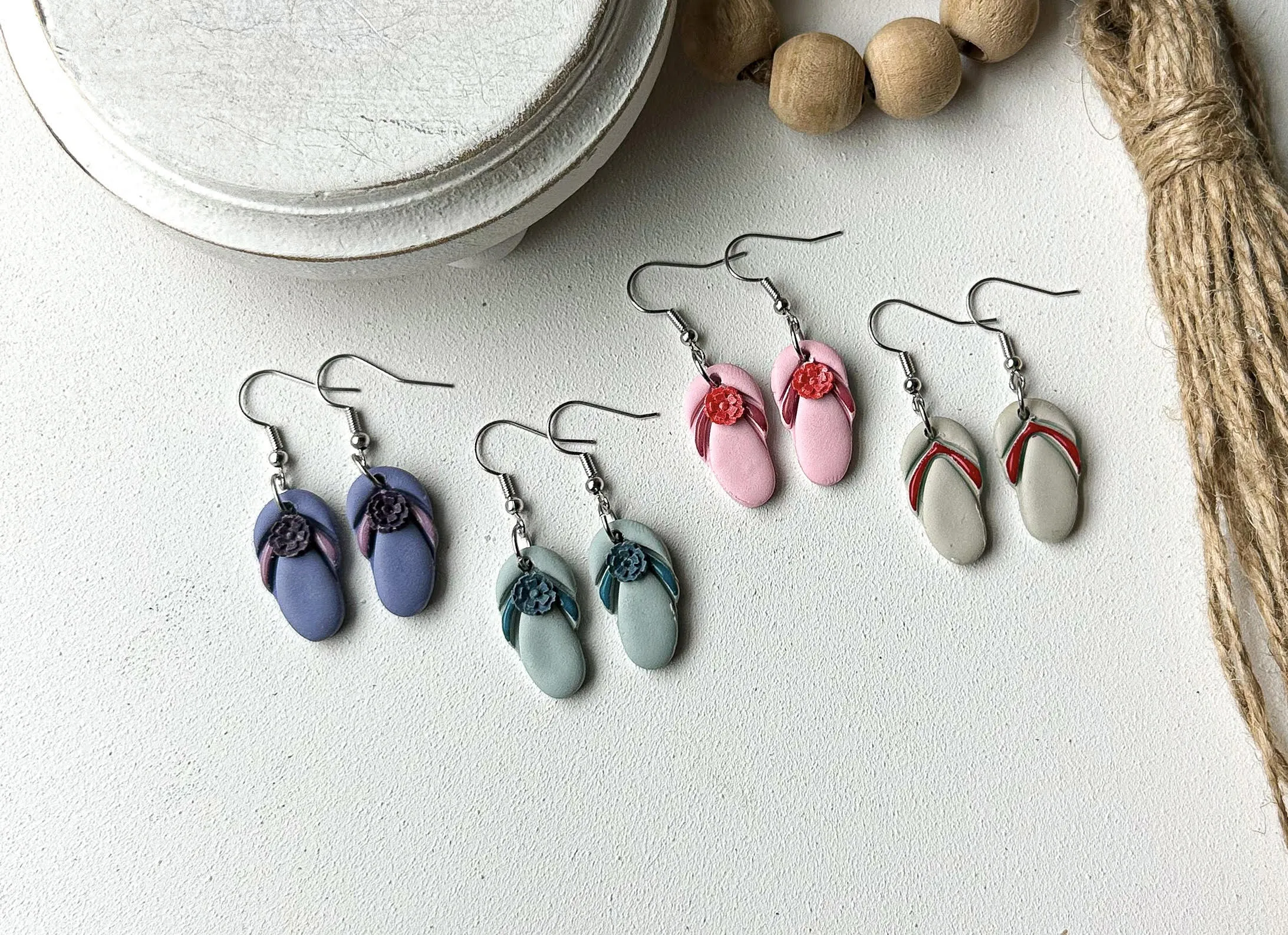 Polymer Clay Earrings - Flip Flops