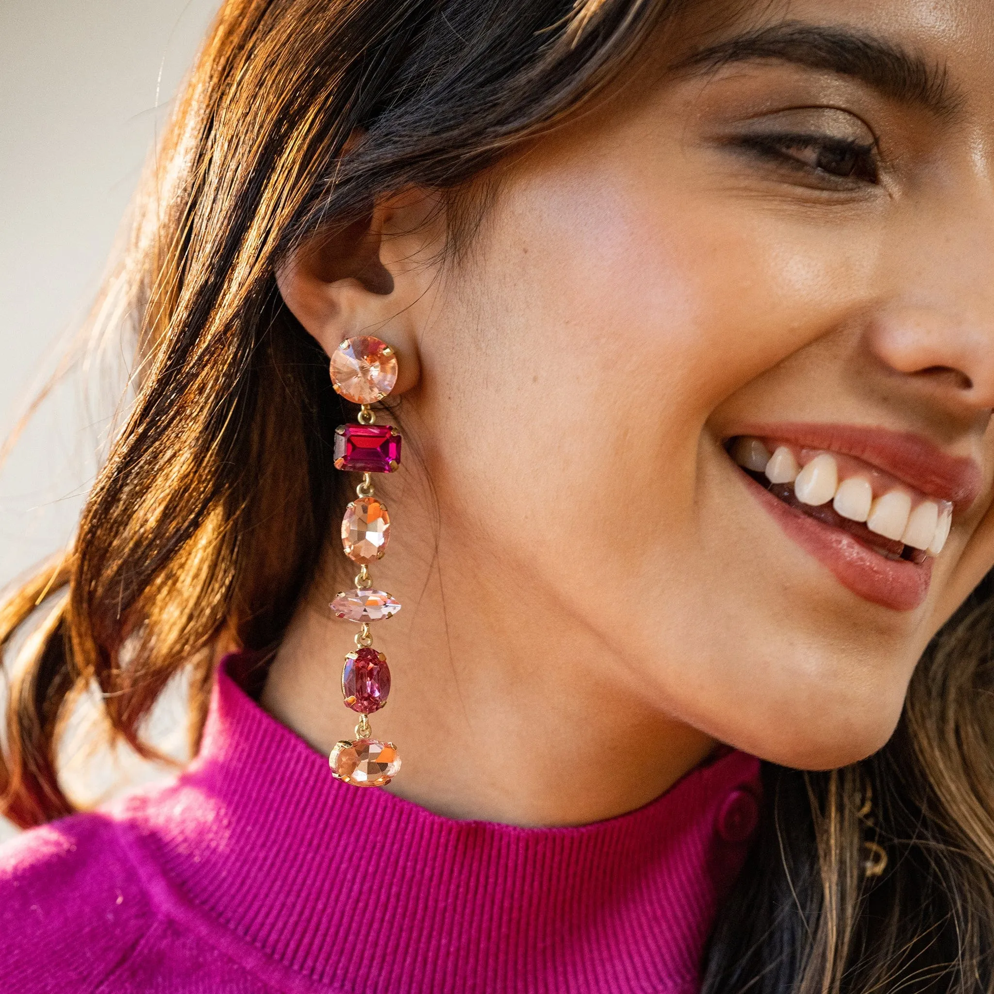 Portia Ombre Dangle Earrings Pink