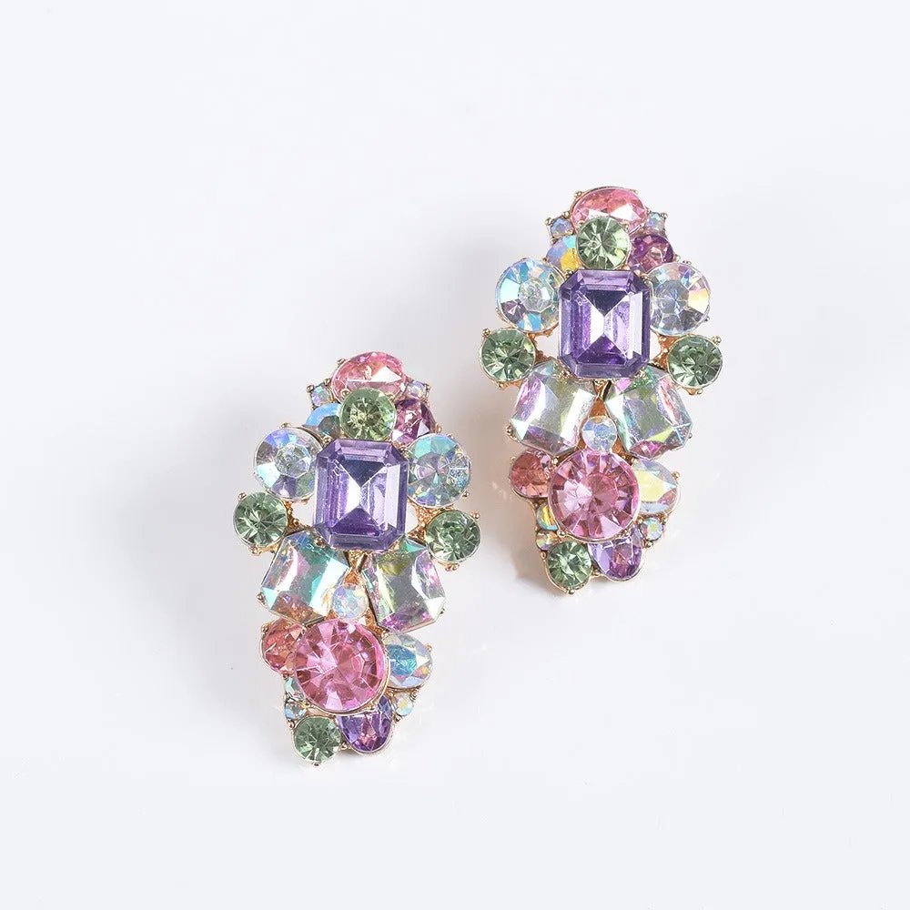 Pre Order:  Colored Gemstone Alloy Earrings