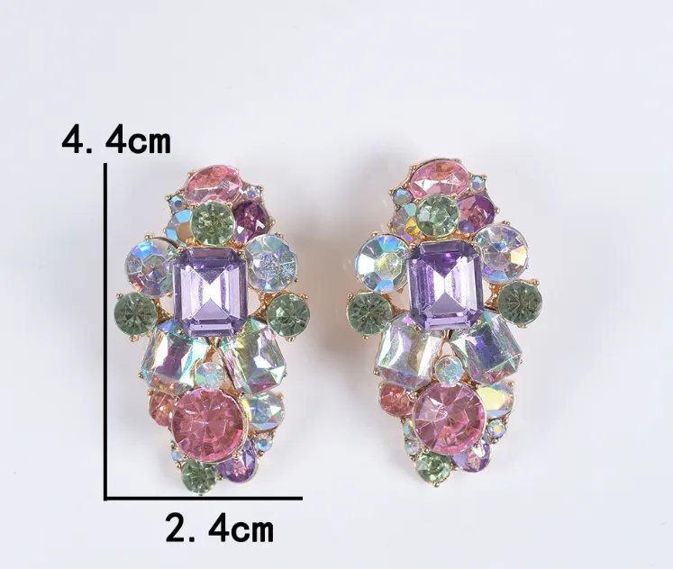 Pre Order:  Colored Gemstone Alloy Earrings