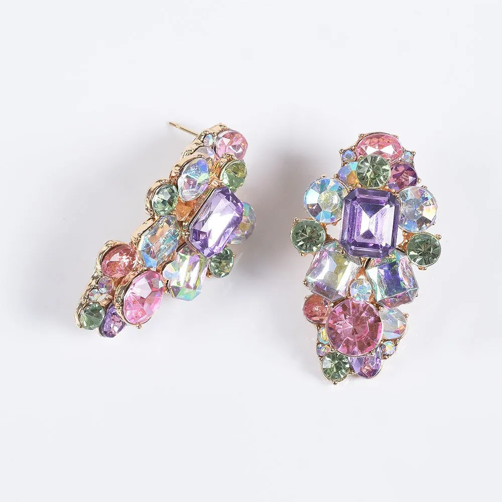 Pre Order:  Colored Gemstone Alloy Earrings