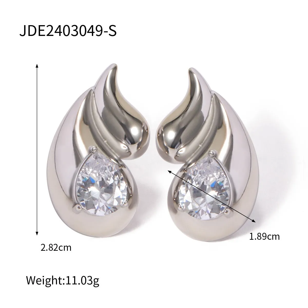 Pre Order:  Double Layered Droplet Shaped Diamond Inlaid Earrings