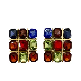 Pre Order:  Exaggerate Palace Style Colorful Crystal Earrings