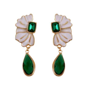 Pre Order:  Oil Dripping Flower Emerald Water Drop Earrings