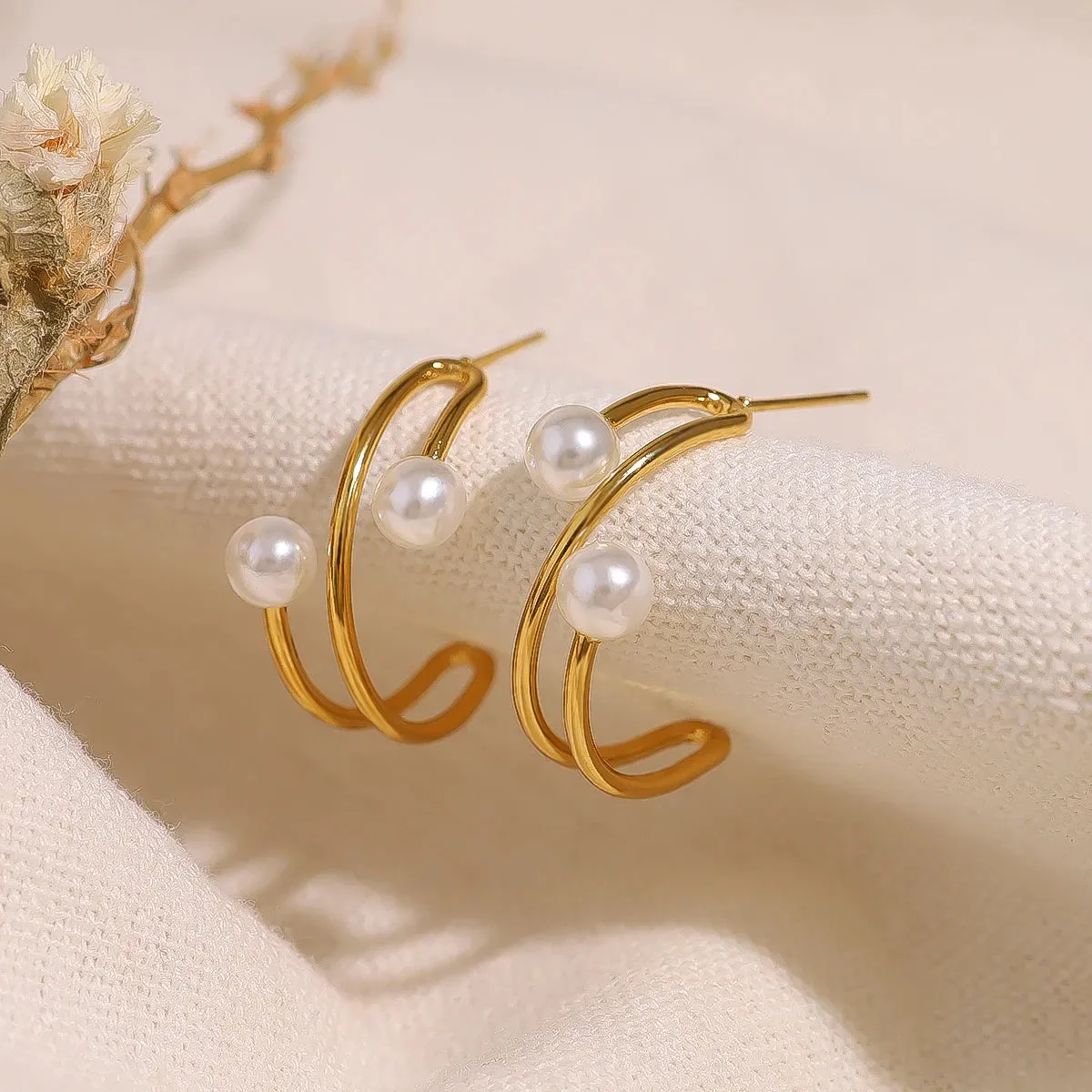 Pre Order:  Pearl Irregular C-Shaped Earrings