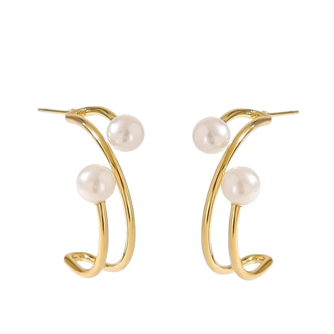 Pre Order:  Pearl Irregular C-Shaped Earrings