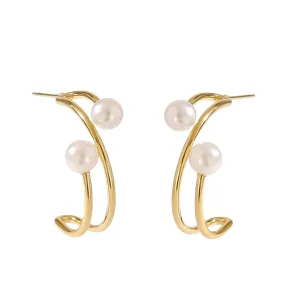 Pre Order:  Pearl Irregular C-Shaped Earrings