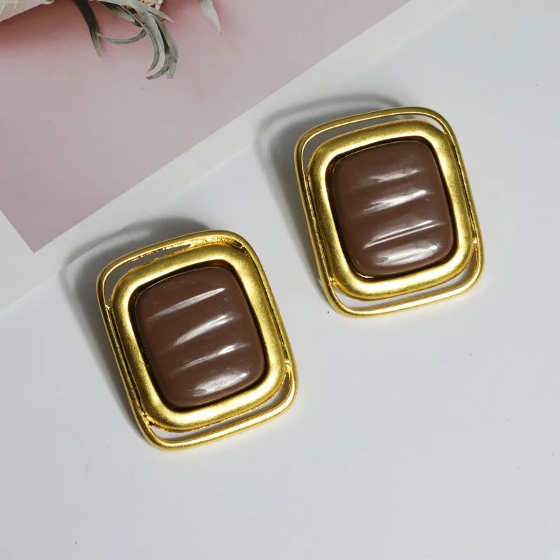 Pre Order:  Rectangular Retro Stud Earrings