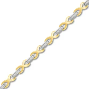 Pre-Owned Kay Sterling Silver & 10k Gold 1/6ct Diamond Bracelet