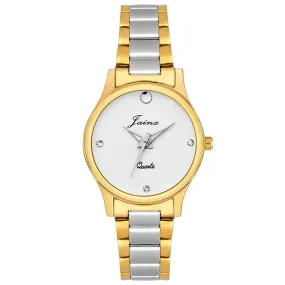 Premium White Dial Golden Chain Analog Watch - For Women JW1204