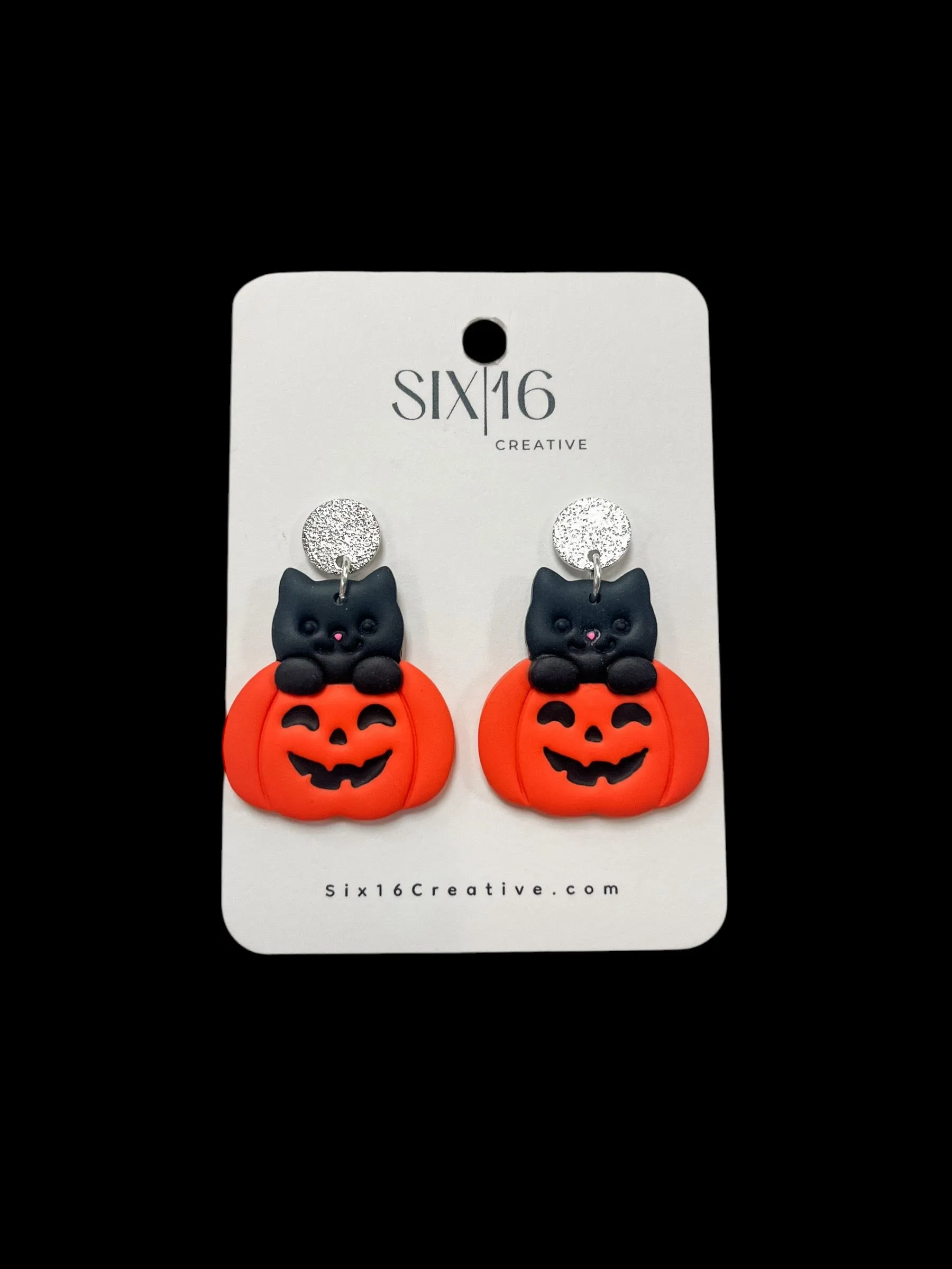 Pumpkin Cat Clay Earrings