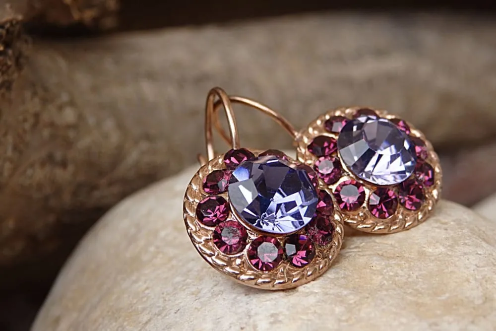 Purple fuchsia drop earrings