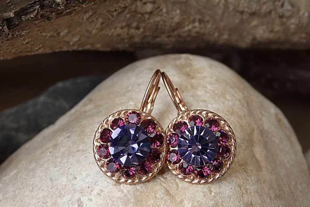 Purple fuchsia drop earrings